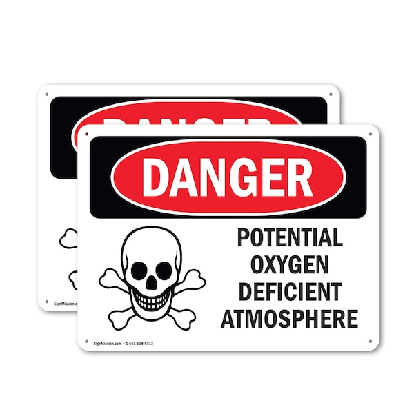 Signmission Potential Oxygen Deficient Atmosphere, 10 in W x Rectangle, Plastic OS-2PACK-DS-P-710-L-1808 - main